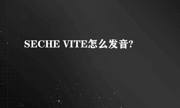 SECHE VITE怎么发音?