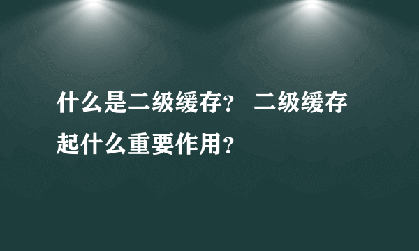 什么是二级缓存？ 二级缓存起什么重要作用？