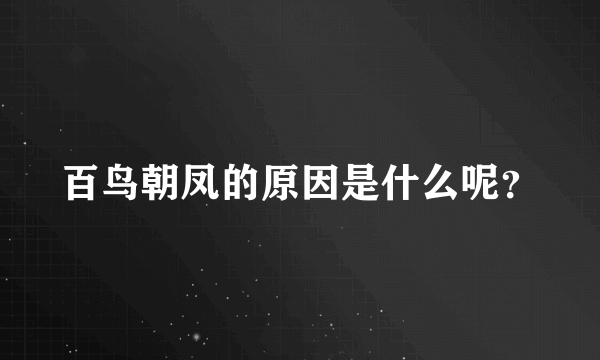 百鸟朝凤的原因是什么呢？