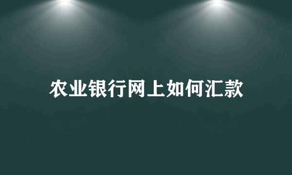 农业银行网上如何汇款