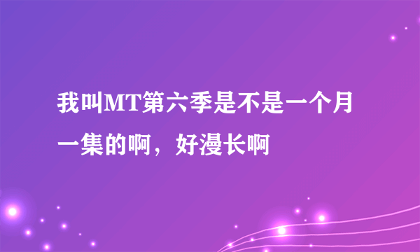 我叫MT第六季是不是一个月一集的啊，好漫长啊