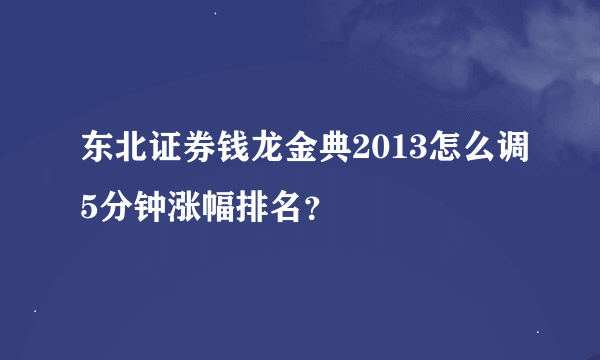 东北证券钱龙金典2013怎么调5分钟涨幅排名？