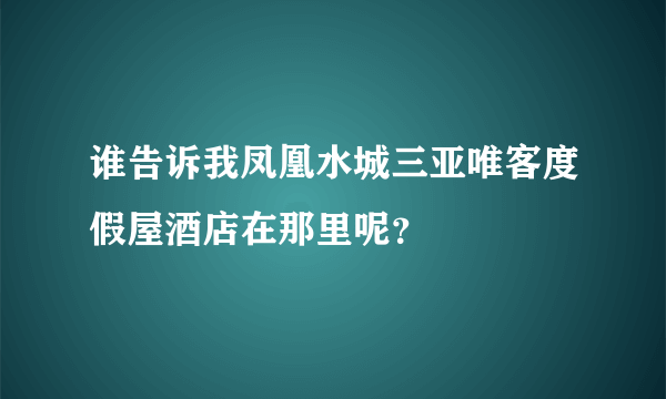 谁告诉我凤凰水城三亚唯客度假屋酒店在那里呢？