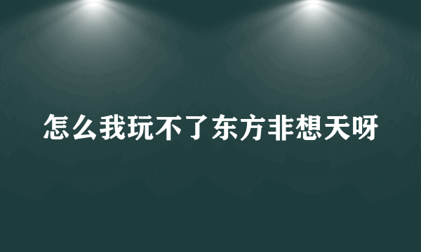 怎么我玩不了东方非想天呀