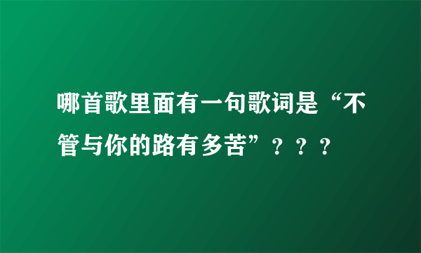 哪首歌里面有一句歌词是“不管与你的路有多苦”？？？