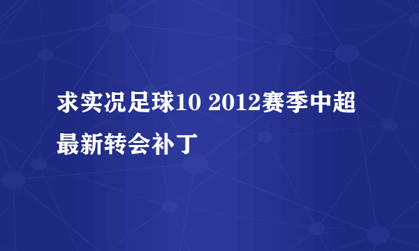 求实况足球10 2012赛季中超最新转会补丁