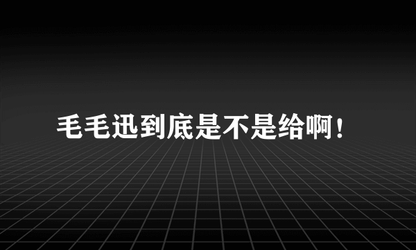 毛毛迅到底是不是给啊！