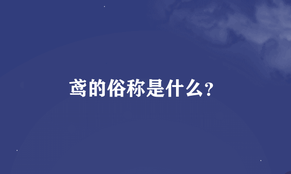 鸢的俗称是什么？