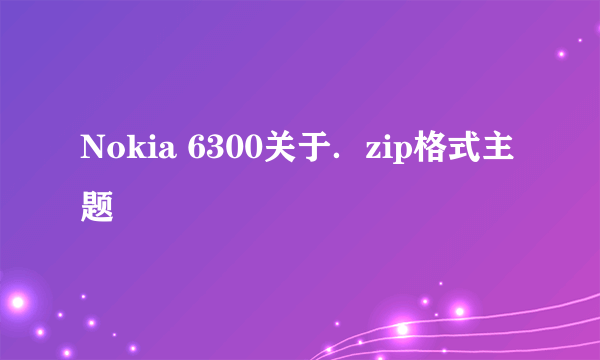 Nokia 6300关于．zip格式主题