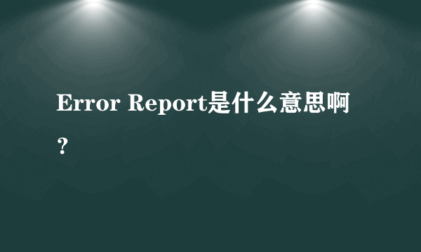 Error Report是什么意思啊？