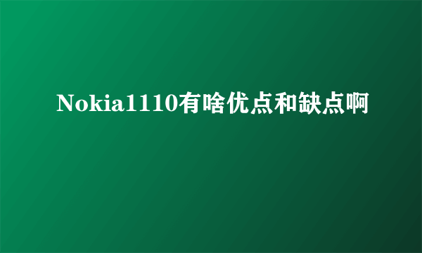 Nokia1110有啥优点和缺点啊