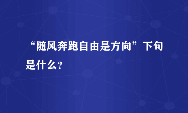 “随风奔跑自由是方向”下句是什么？