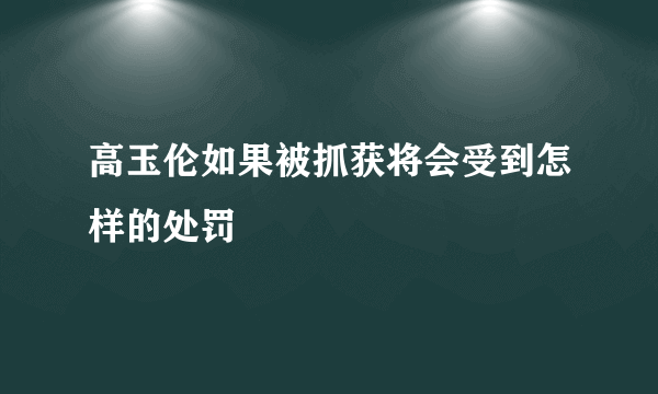 高玉伦如果被抓获将会受到怎样的处罚