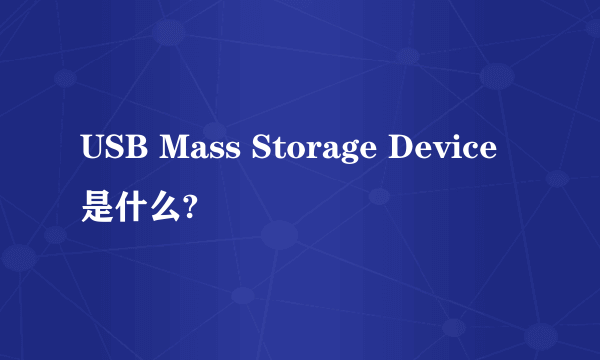 USB Mass Storage Device是什么?