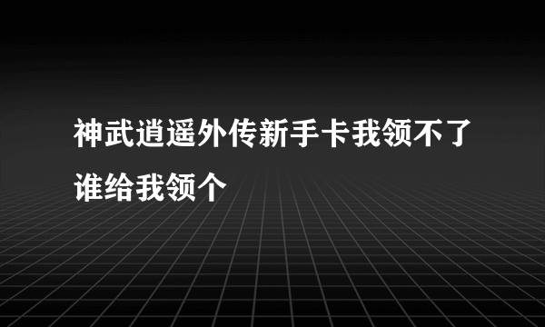 神武逍遥外传新手卡我领不了谁给我领个