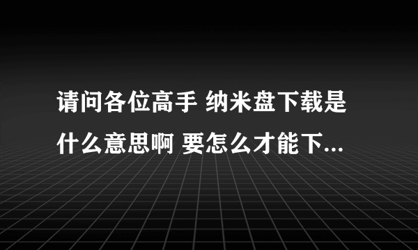 请问各位高手 纳米盘下载是什么意思啊 要怎么才能下载啊 下载后 还有什么过程啊 具体是怎么操作的啊 谢谢