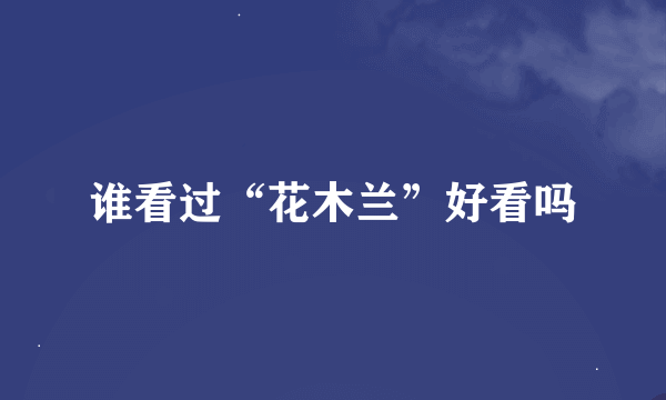 谁看过“花木兰”好看吗