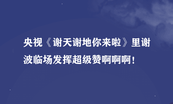 央视《谢天谢地你来啦》里谢波临场发挥超级赞啊啊啊！