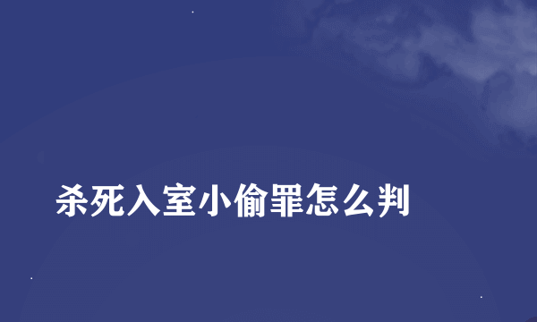 
杀死入室小偷罪怎么判
