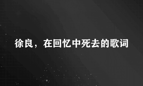 徐良，在回忆中死去的歌词