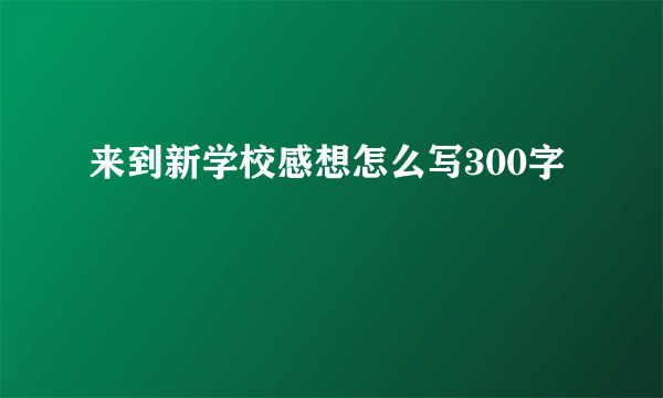 来到新学校感想怎么写300字