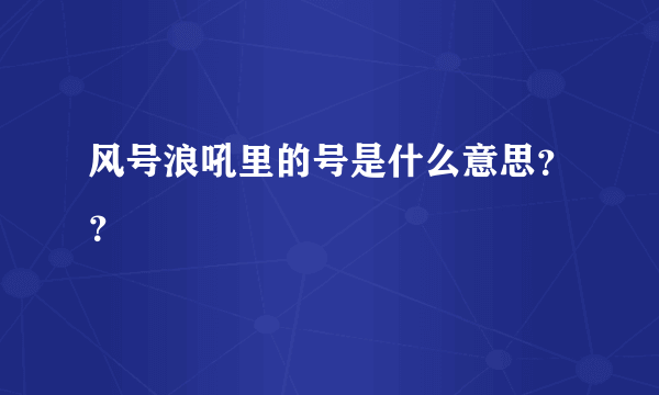 风号浪吼里的号是什么意思？？