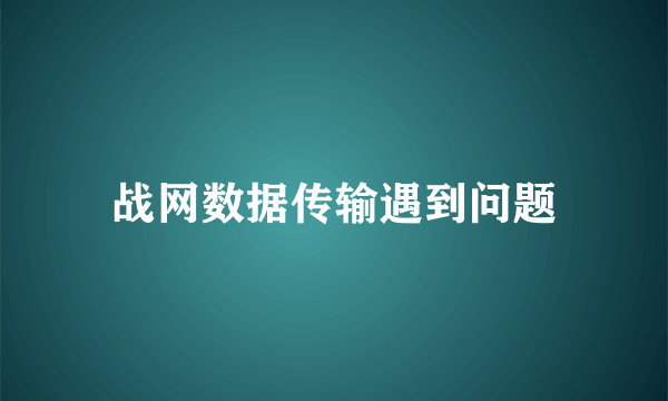 战网数据传输遇到问题