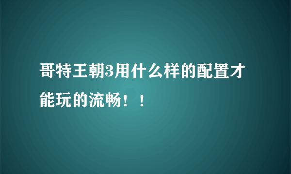 哥特王朝3用什么样的配置才能玩的流畅！！