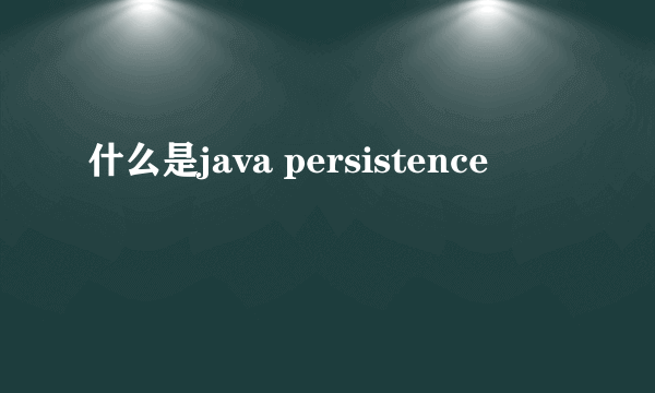 什么是java persistence