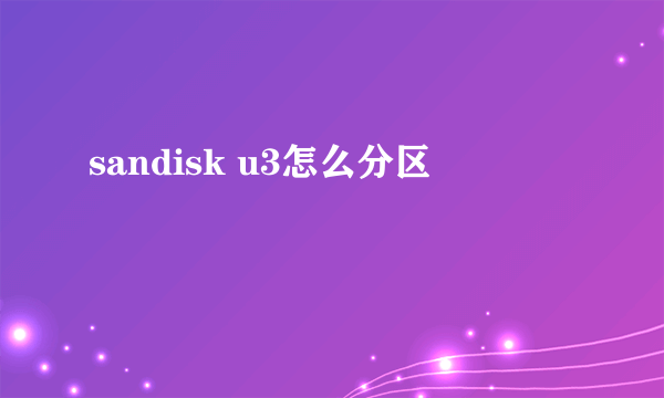 sandisk u3怎么分区