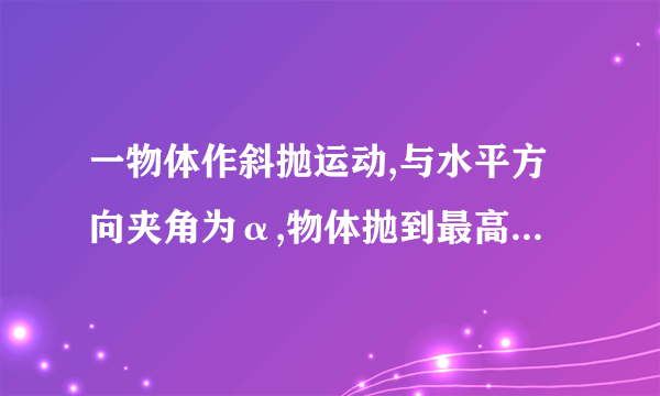 一物体作斜抛运动,与水平方向夹角为α,物体抛到最高点处的曲率半径ρ为 ————?