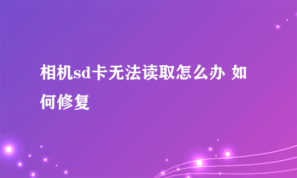 相机sd卡无法读取怎么办 如何修复