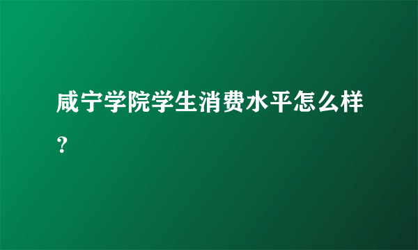 咸宁学院学生消费水平怎么样？