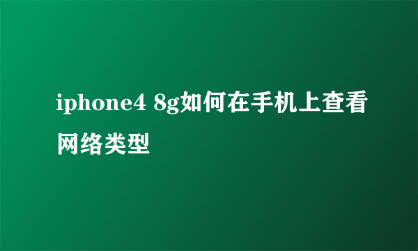 iphone4 8g如何在手机上查看网络类型