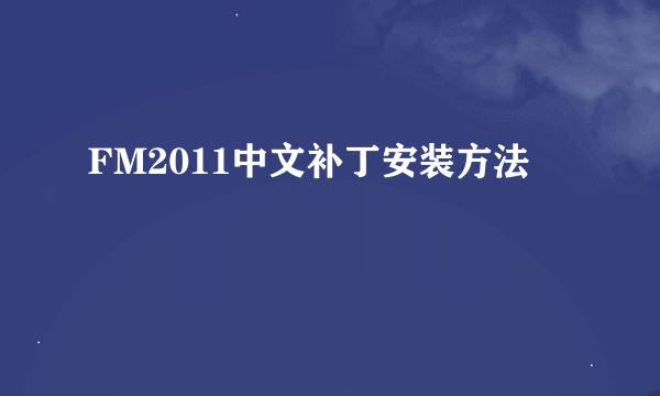 FM2011中文补丁安装方法