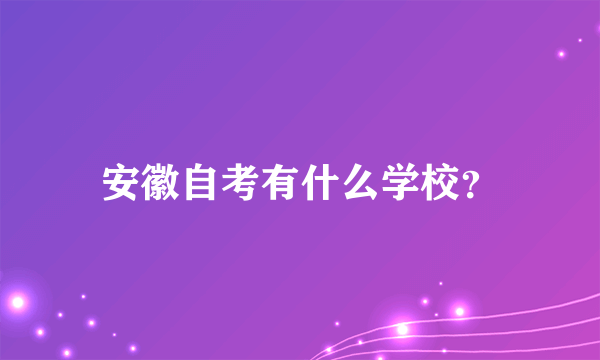 安徽自考有什么学校？