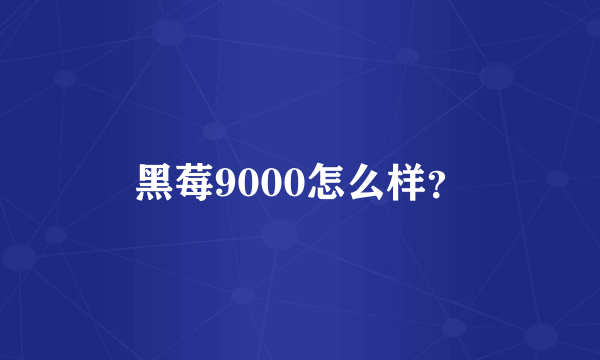 黑莓9000怎么样？