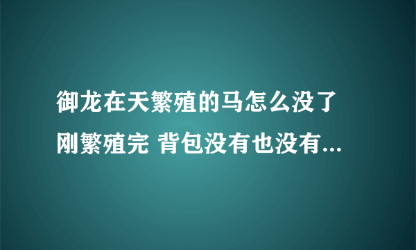 御龙在天繁殖的马怎么没了 刚繁殖完 背包没有也没有邮件仓库也没有