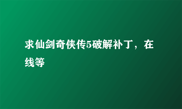 求仙剑奇侠传5破解补丁，在线等