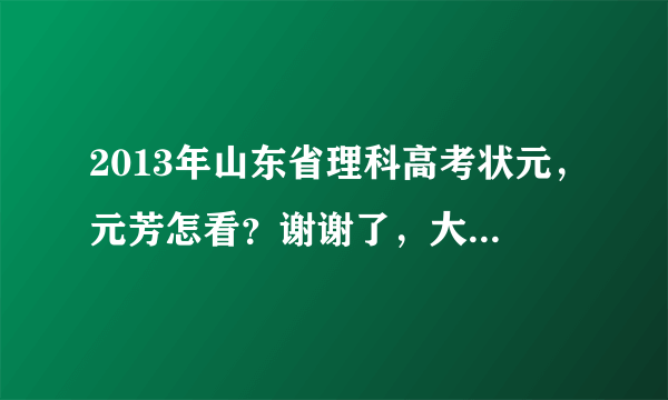 2013年山东省理科高考状元，元芳怎看？谢谢了，大神帮忙啊