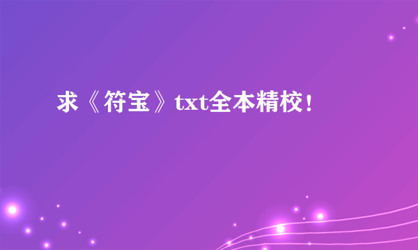 求《符宝》txt全本精校！