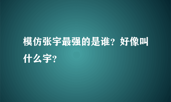 模仿张宇最强的是谁？好像叫什么宇？