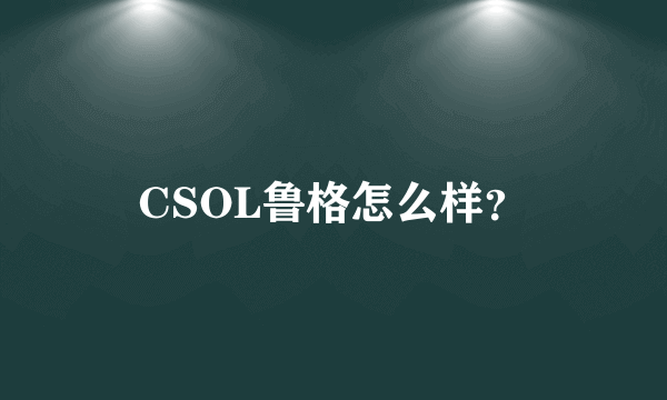 CSOL鲁格怎么样？