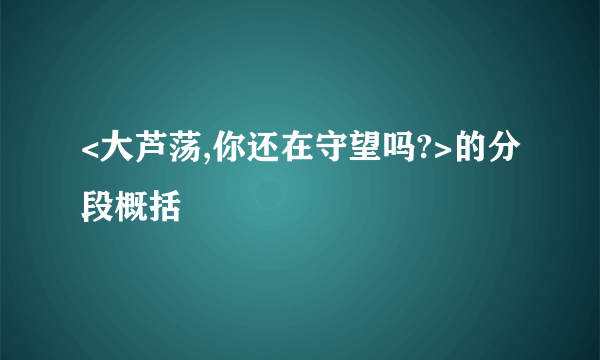 <大芦荡,你还在守望吗?>的分段概括