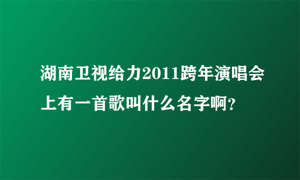 湖南卫视给力2011跨年演唱会上有一首歌叫什么名字啊？