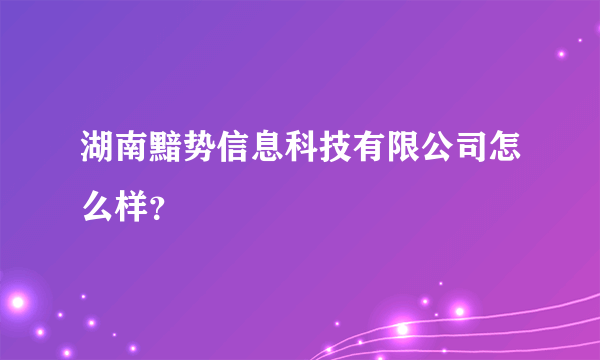 湖南黯势信息科技有限公司怎么样？