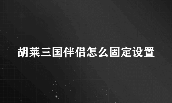 胡莱三国伴侣怎么固定设置