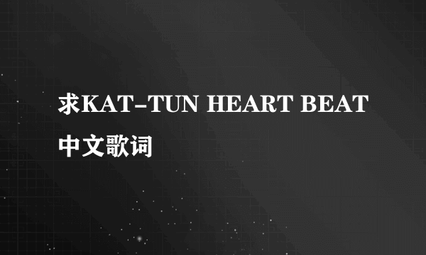 求KAT-TUN HEART BEAT中文歌词