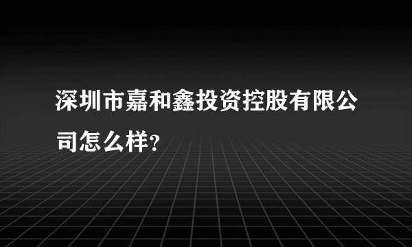 深圳市嘉和鑫投资控股有限公司怎么样？