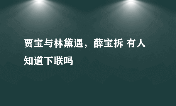 贾宝与林黛遇，薛宝拆 有人知道下联吗